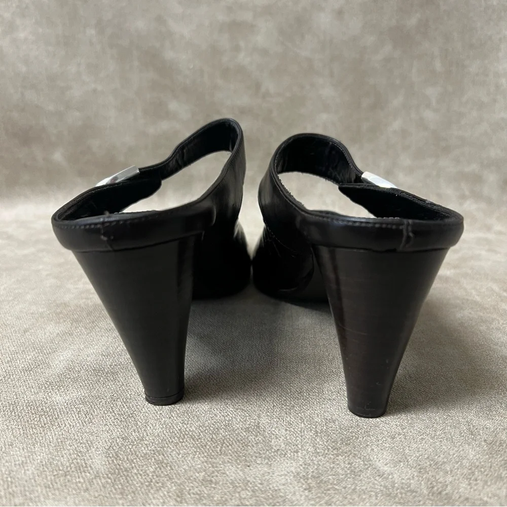 Brighton BEAU Bronze Patent Leather Croc Shoes Mules Heels Sz 4